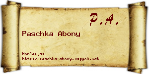 Paschka Abony névjegykártya